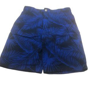 Wonder Nation Boy's Size 14 Adjustable Waist Flat Front Short Blue Palm Leaf New